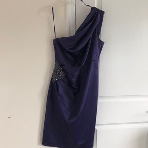 Purple one shoulder cocktail dress